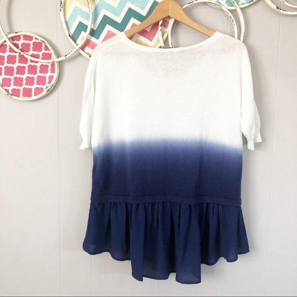 French Connection Linen Blend Ombre Dip Dye Knit Peplum - Picture 3 of 4